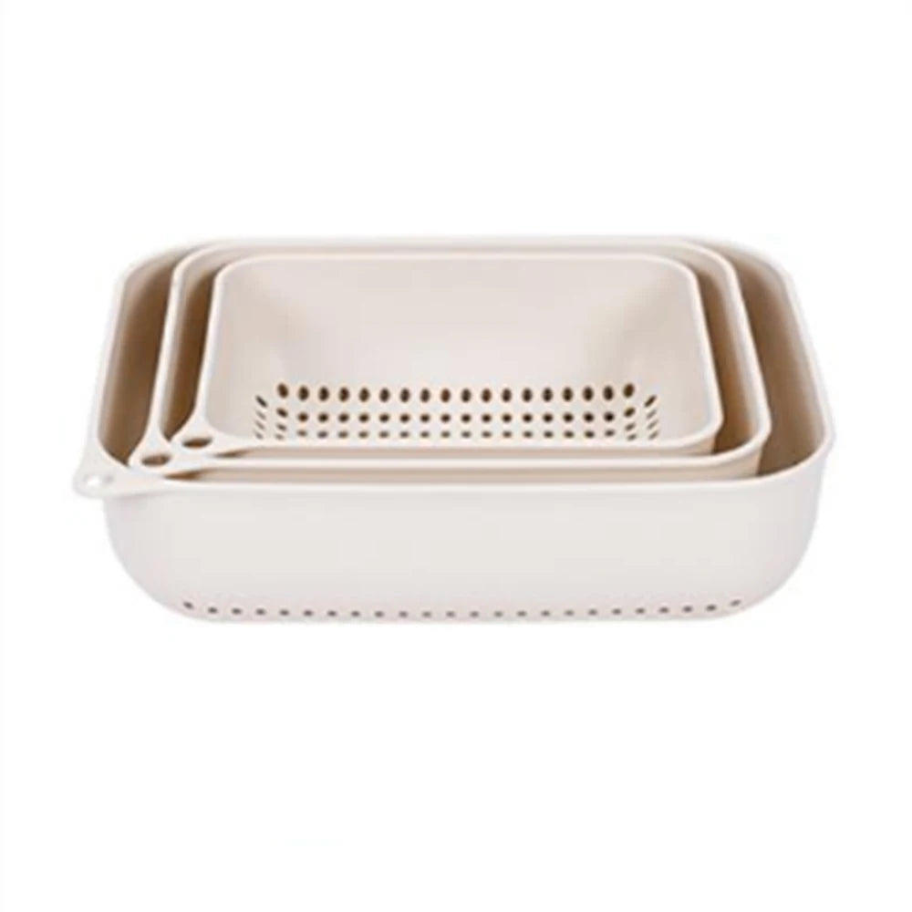 Kitchen Storage Drain Basket Three-piece Creative Home Washing Vegetable Basket Plastic Fruit Basket Storage Basket Housewares