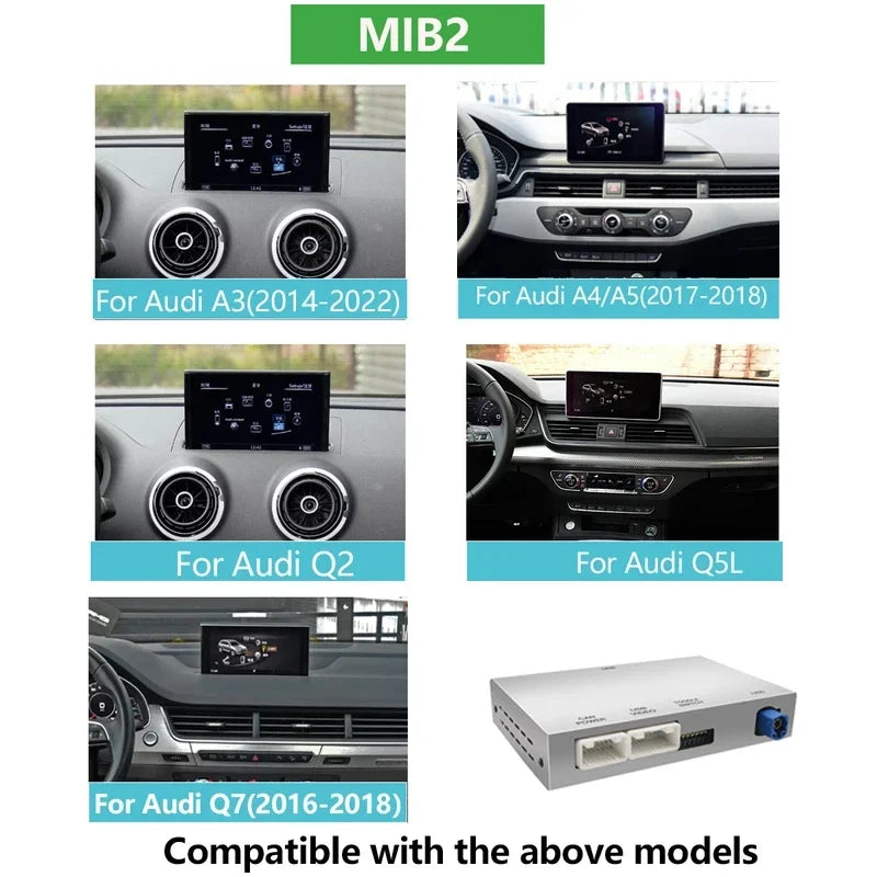 AUTOABC Drahtlose CarPlay Android Auto Interface für Audi A3 A4 A5 Q2 Q7 Q5L 8V mit Mirror Link AirPlay Reverse Kamera Navigati