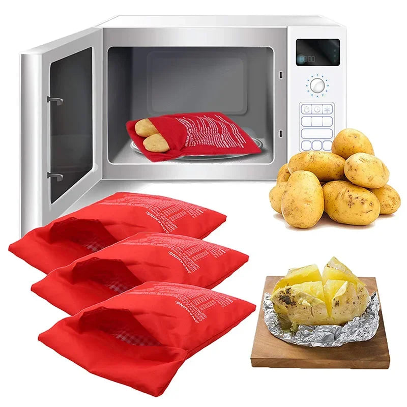 Kitchen Supplies Microwave Potato Bag Baked Potato Bag Red Pouch Cooking in Just 4 Minutes Cooker Bag Potato Bags Kitchen Tools