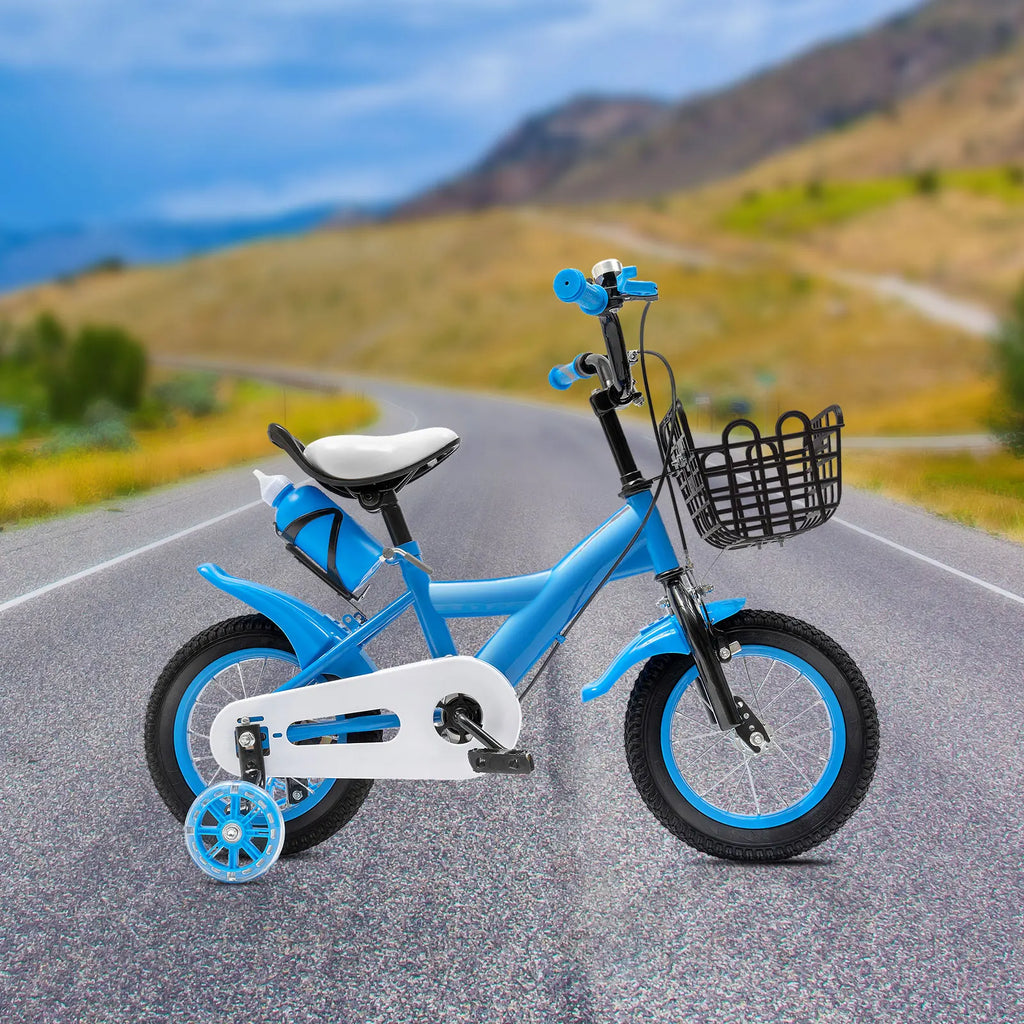 12-inch Stable Cycling Blue Kids Bike Children Bicycle Reliable Braking System Soft Cushion for Infants 2-4 Years