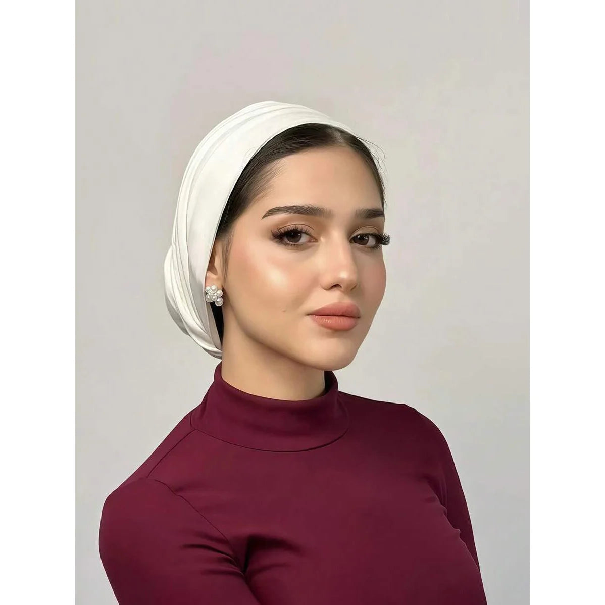 1Pc Islamic Muslim Tie Solid Color Headscarf, Ethnic Retro Style Headscarf, Adjustable Elasticity, Suitable for All Seasons