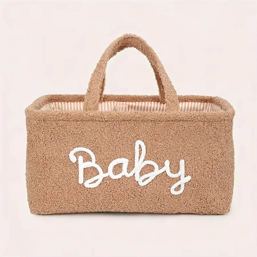 eddy Fleece Baby Diaper Caddy Organizer Portable Nursery Storage Basket for Diapers Wipes Toys Changing Bag