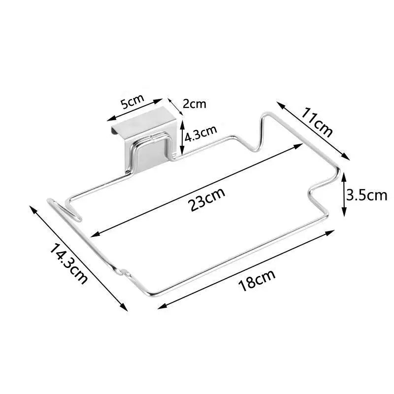 Kitchen Trash Rack Cabinet Door Garbage Bags Holder Stainless Steel Closet Garbage Storage Holder