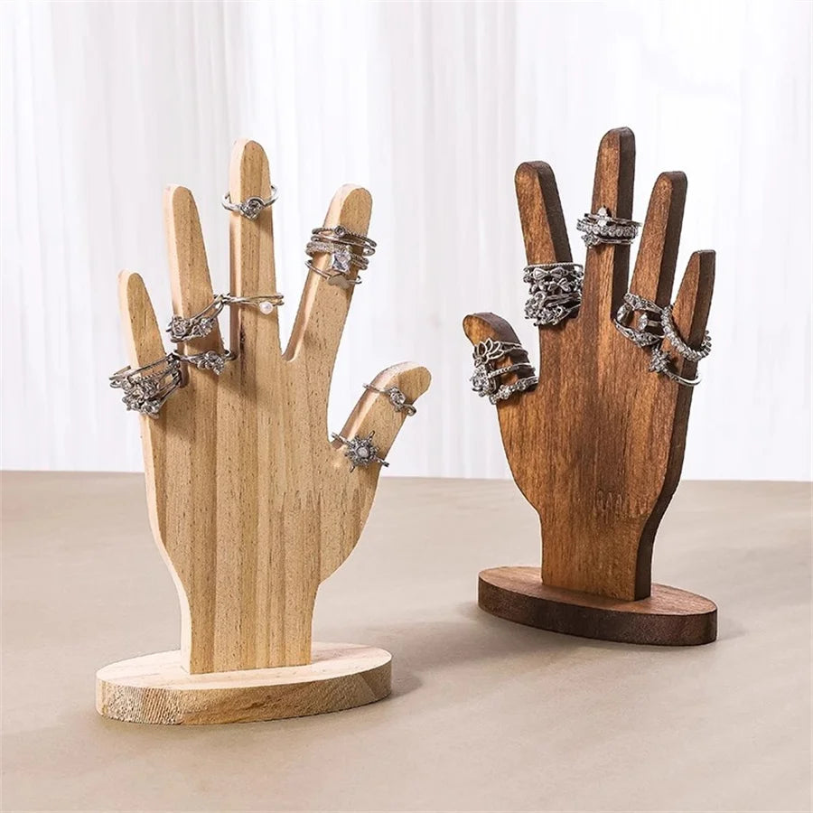 Handförmiger Schmuckständer, Multifunktionales Schmuckregal, Fingerhand-Display für Armbänder, Holzringhalter, Handringhalter