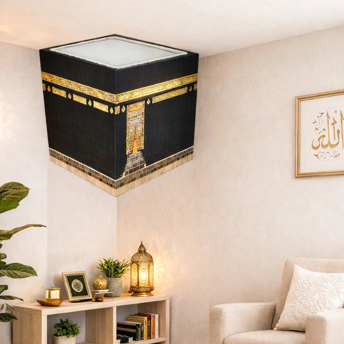 Islamic Kaaba 2D Corner Wall Sticker, 3Pcs Premium PVC Peel & Stick Removable, Waterproof & Durable Muslim Home Decor for Ramada