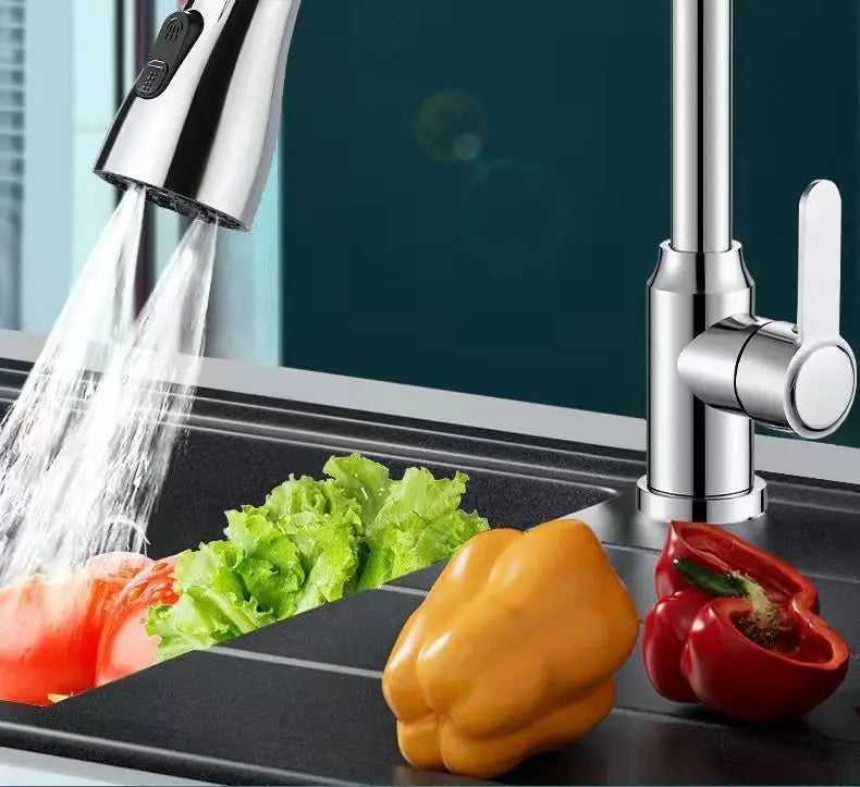 3 In 1 Kitchen Faucet Extender Universal 360° Rotate Pull Out Kitchen Tap Multi-mode Strong Flushing Booster Kitchen Accessories