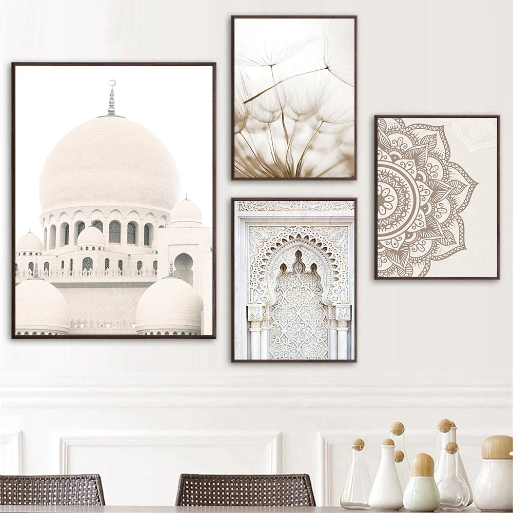 Islamic Canvas Poster Hay Dandelion Wall Posters Beige Flowers Art Painting Morocco Door Print Pictures Living Room Decoration