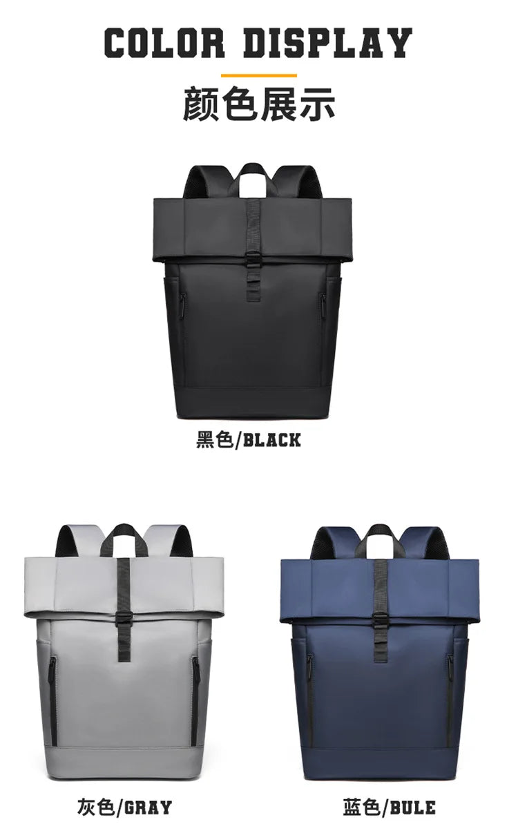 Europa und die Vereinigten Staaten: Neuer Roll-Top-Rucksack für Herren, Business- und Freizeitrucksack mit Rollverschluss.