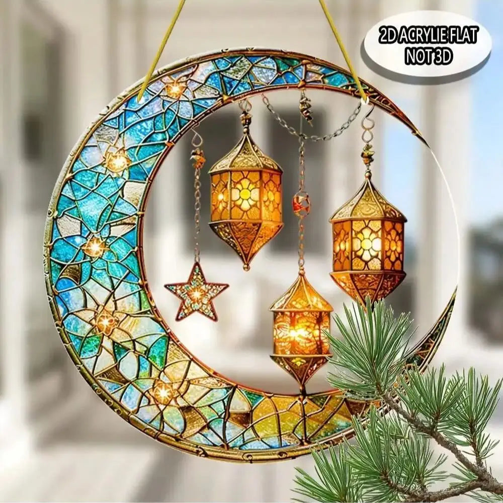 1PCS Moon Lantern Outdoor Decoration Pendant Suitable for Window Decoration Religious Gifts Living Room Decora (Non Luminous)