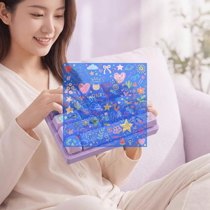 Purple Fidget Keyboard Toy With Cute Animal Patterns And Smooth Touch Perfect For Home Leisure Office Stress Relief