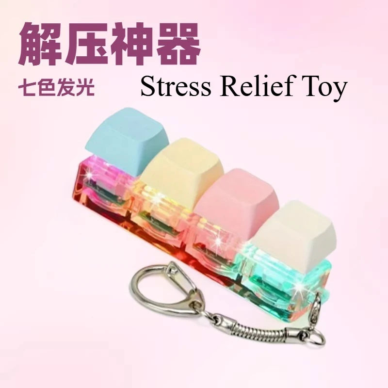 Popular Fidget Keyboard Pop It, Transparent Button Toy Spinning Top Style, Party Gift, Stress Relief for Adults Office Use