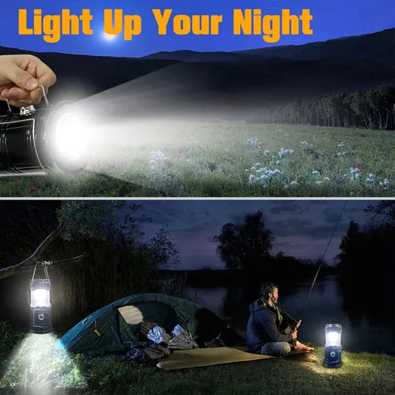 1/2Pack 6 in 1 Multifunction Lantern, LED Solar Camping Lanterns, USB Rechargeable Portable Flashlight, Waterproof Ultra Bright
