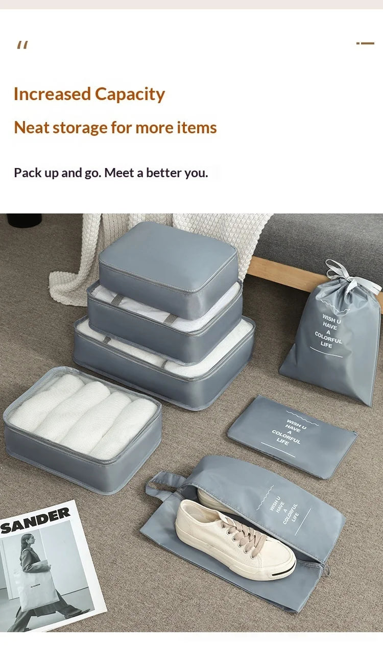 travel Packing Cubes Organizer, Lightweight Luggage Bags with Zipper for Suitcase Clothes Compression, Portable Storage Bag Set