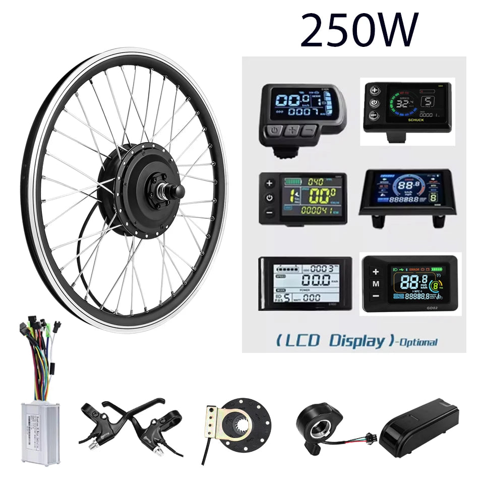 Ebike Conversion Kit 24V/36V/48V 250W Front Rear Brushless Gear Hub Wheel Motor 16-29inch 700C  for Electric Bicycle Kit