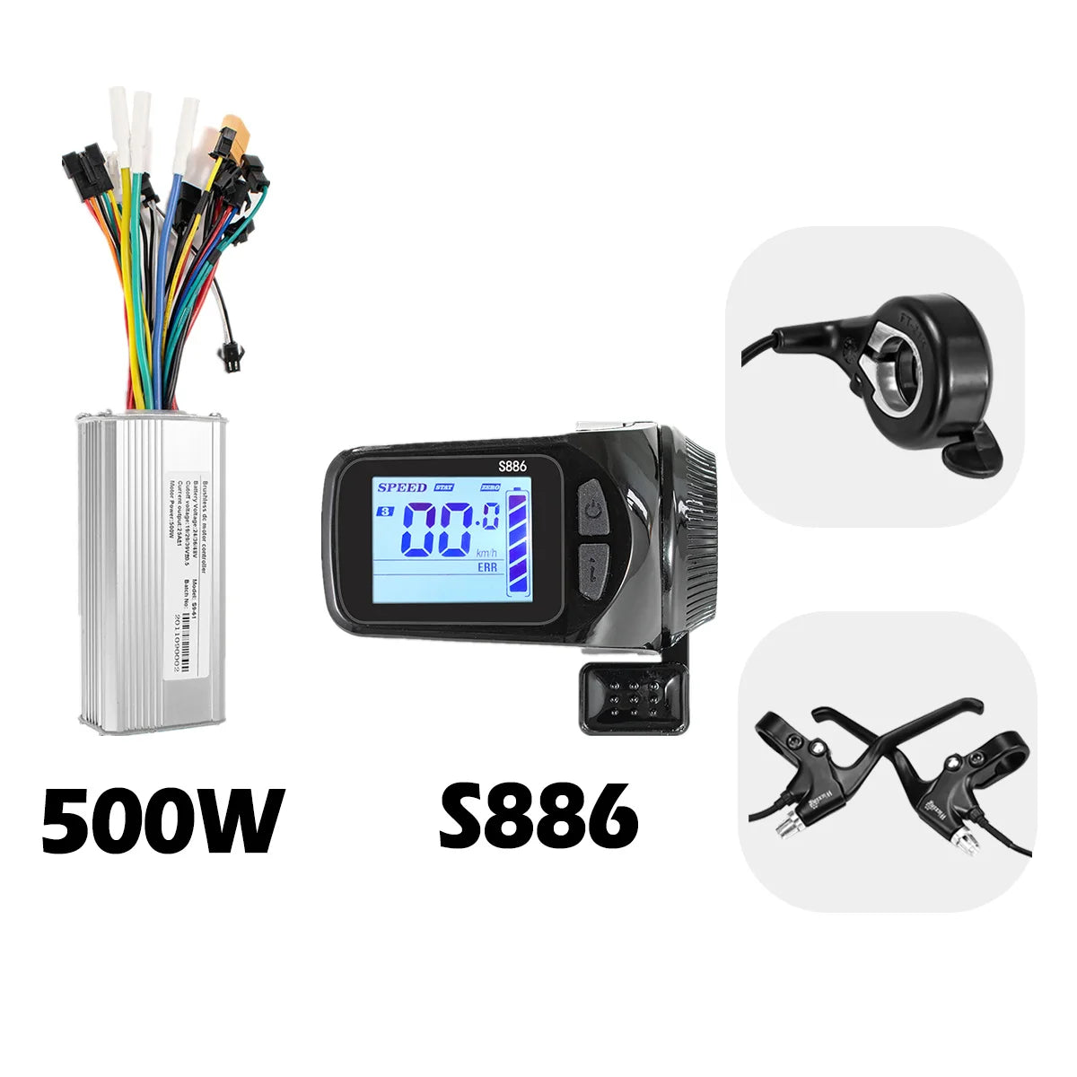 24V 36V 48V 60V Electric Bike Brushless Controller with LCD Display E-bike Accessories Parts E-Scooter 500W S886 S830 G51 S866