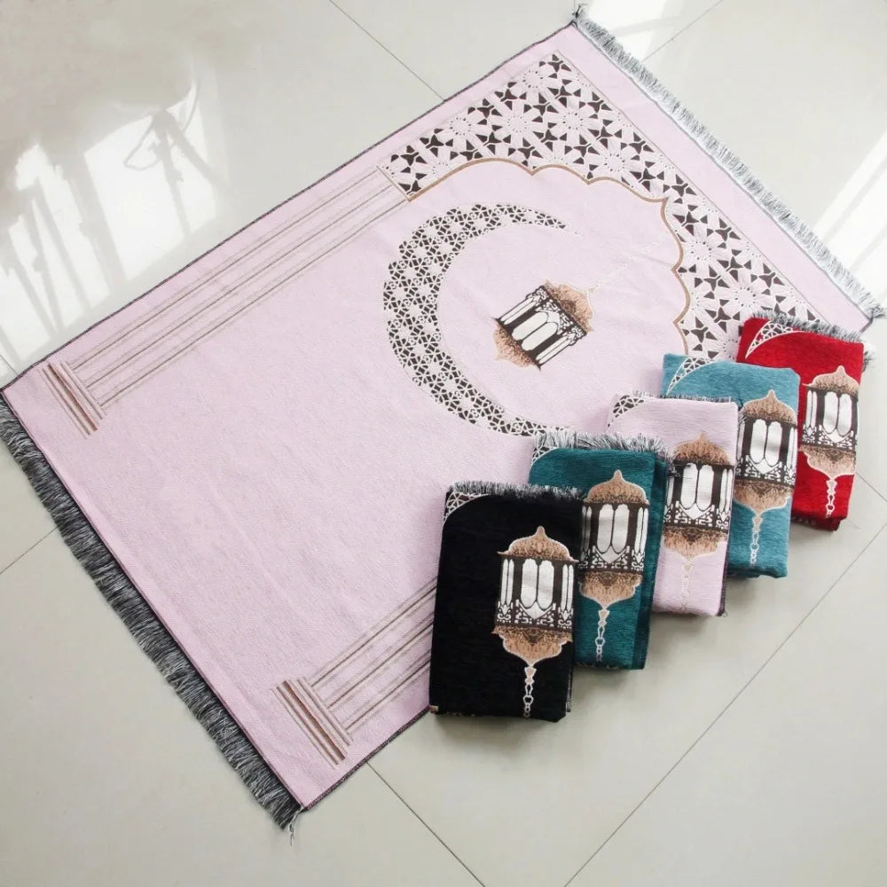 Islamic Floral Prayer Mat, Easy-to-clean Muslim Worship Rug, Foldable Skin-friendly and Wear-resistant Kneeling Blanket