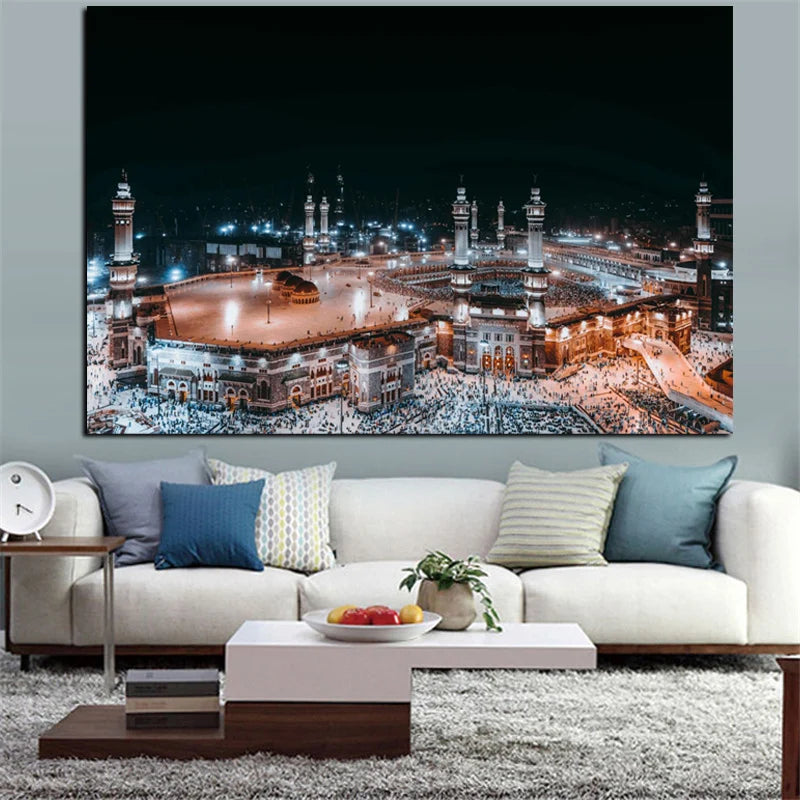 Islamic he Mosque Wall Art Canvas Prints Arbic Kaaba Al Masjid An Nabwi Islamic Canvas Poster Living Room Decor Paintings