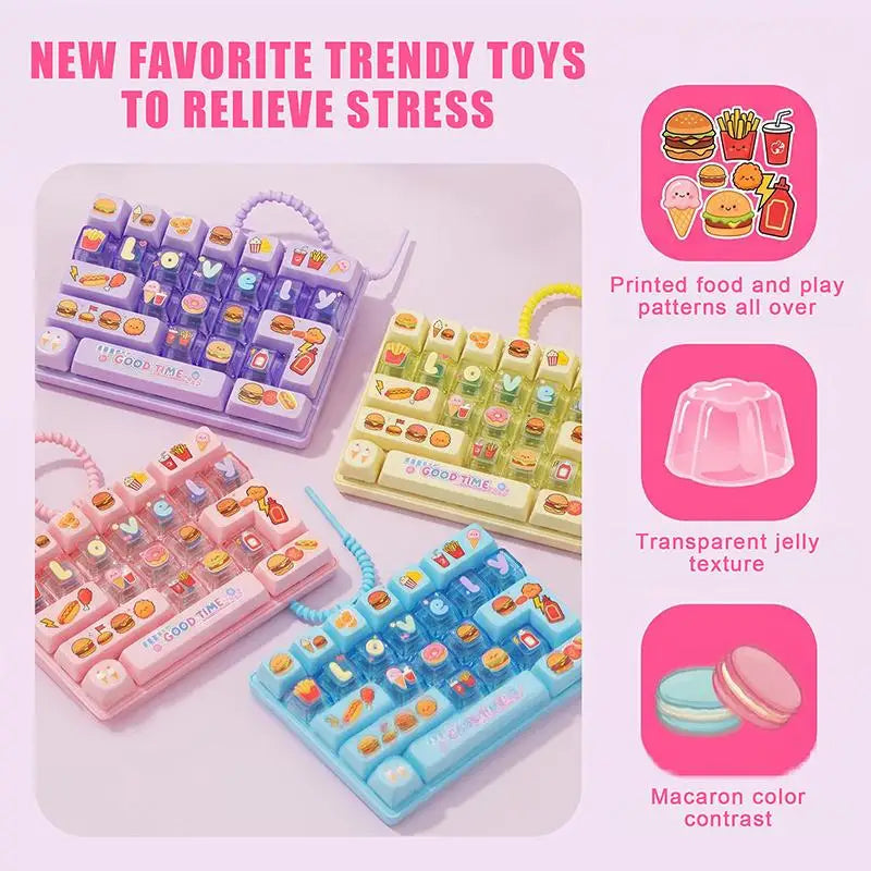 Purple Fidget Keyboard Toy With Cute Animal Patterns And Smooth Touch Perfect For Home Leisure Office Stress Relief