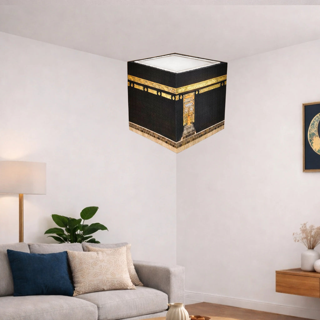 Islamic Kaaba 2D Corner Wall Sticker, 3Pcs Premium PVC Peel & Stick Removable, Waterproof & Durable Muslim Home Decor for Ramada