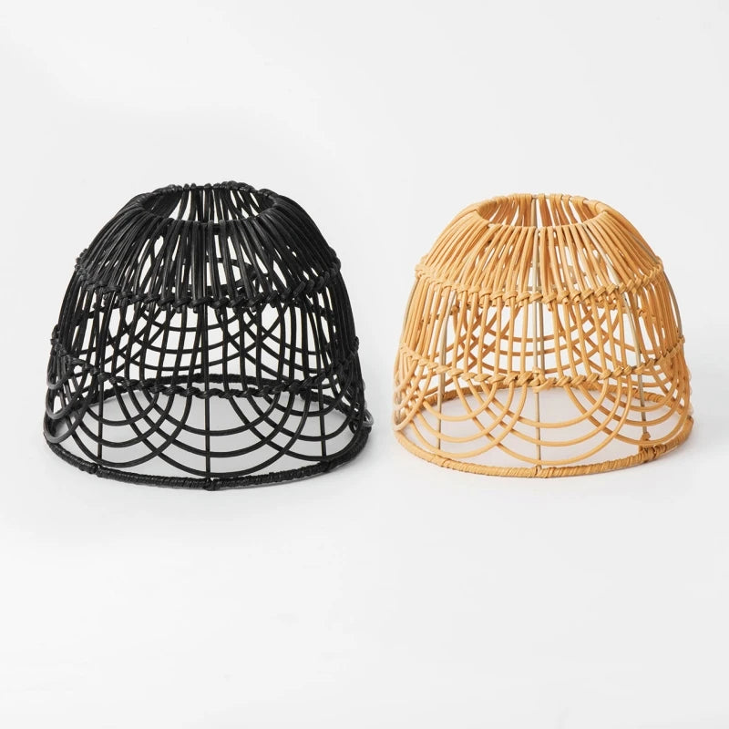 Woven Lantern LED  Hanging Light Lampshade Simulated Rattan Ceiling Pendant Lamp Shade Bedroom Dining Room Chandelier Lamp Cover