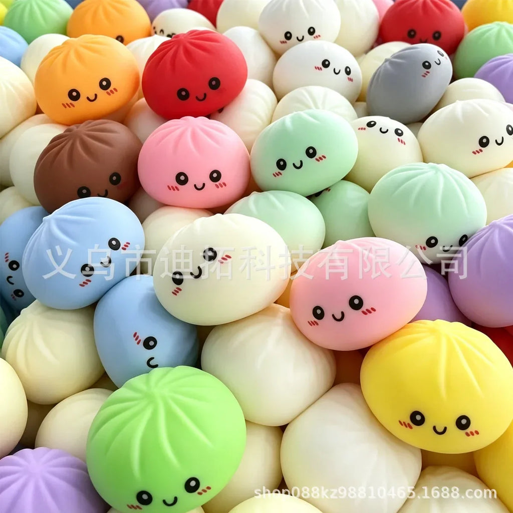 Sensory Fidget Prank Toy Colorful Mini Bun Dumpling Squishy Cute Stress Relief Squeeze Toy for Kids Adults Relieve Boredom