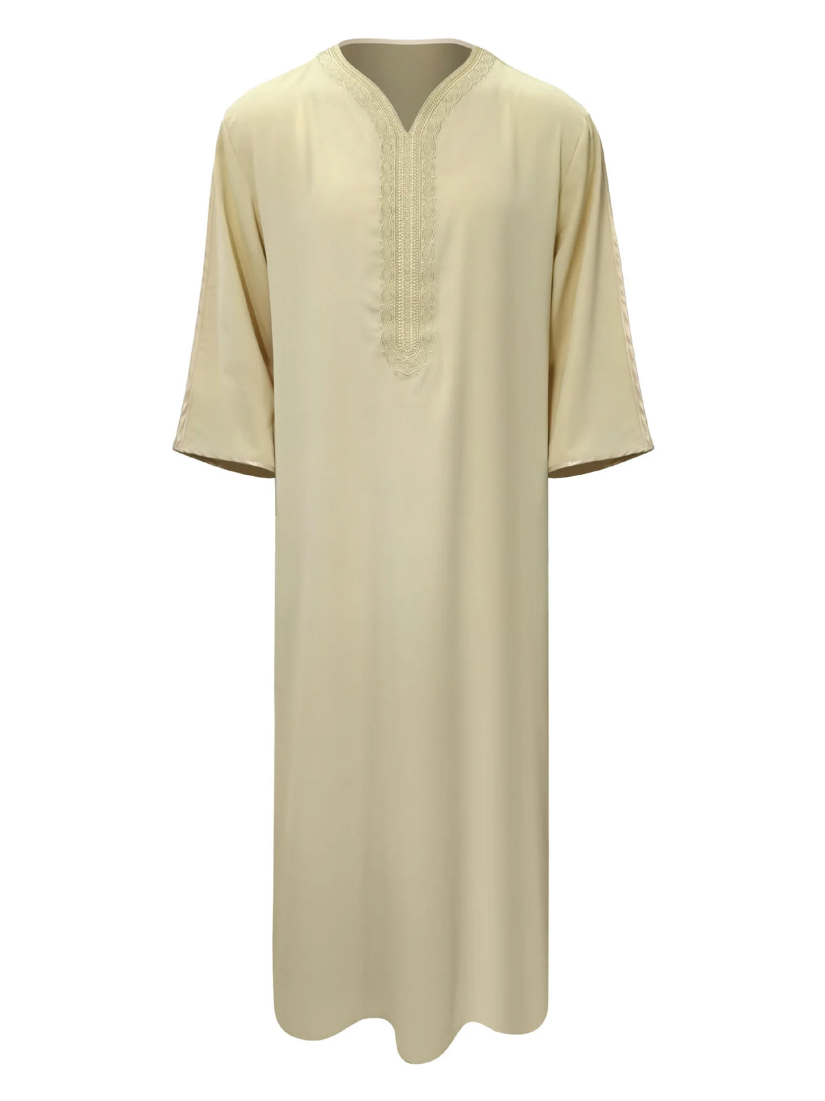 2026 Ethnischer Stil Muslimische Kleidung Eid Nahost-Robe Herren Thobe Arabischer Islamischer Kaftan mit Tasche Lose Lässige Bestickte Abayas