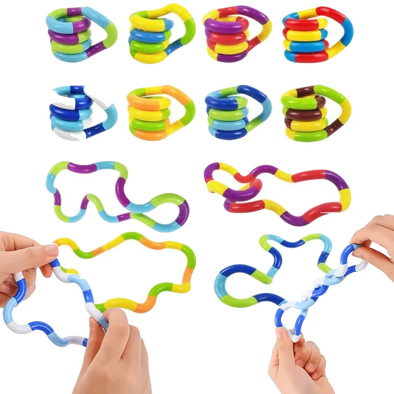 Sensory Fidget Toys -  Multicolor Twisty Fidget Toys Stress Relief, Decompression - Squeeze, Twist, Chain Spinner Alternative Gi