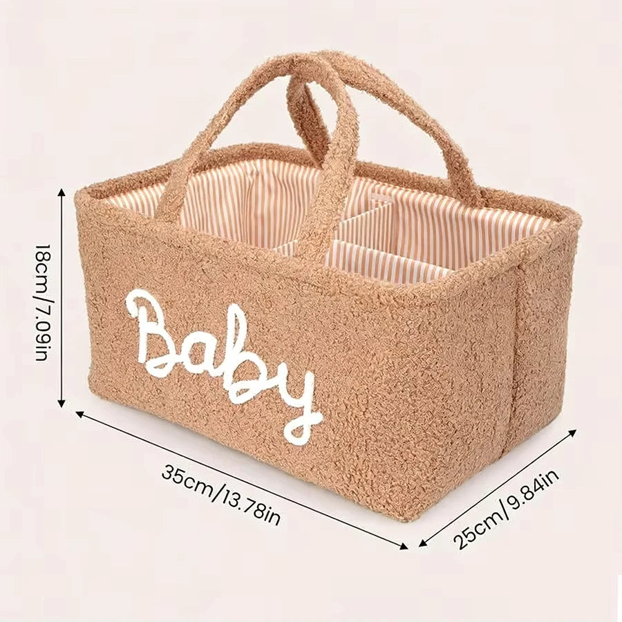 eddy Fleece Baby Diaper Caddy Organizer Portable Nursery Storage Basket for Diapers Wipes Toys Changing Bag