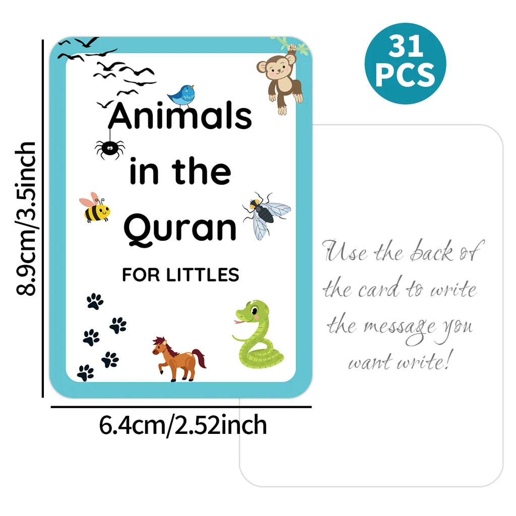 31pcs Islamic Animal Flashcards For Discover Quran Creatures,Arabic Language Learning Materials,For Ramadan Gift,Muslim Learning