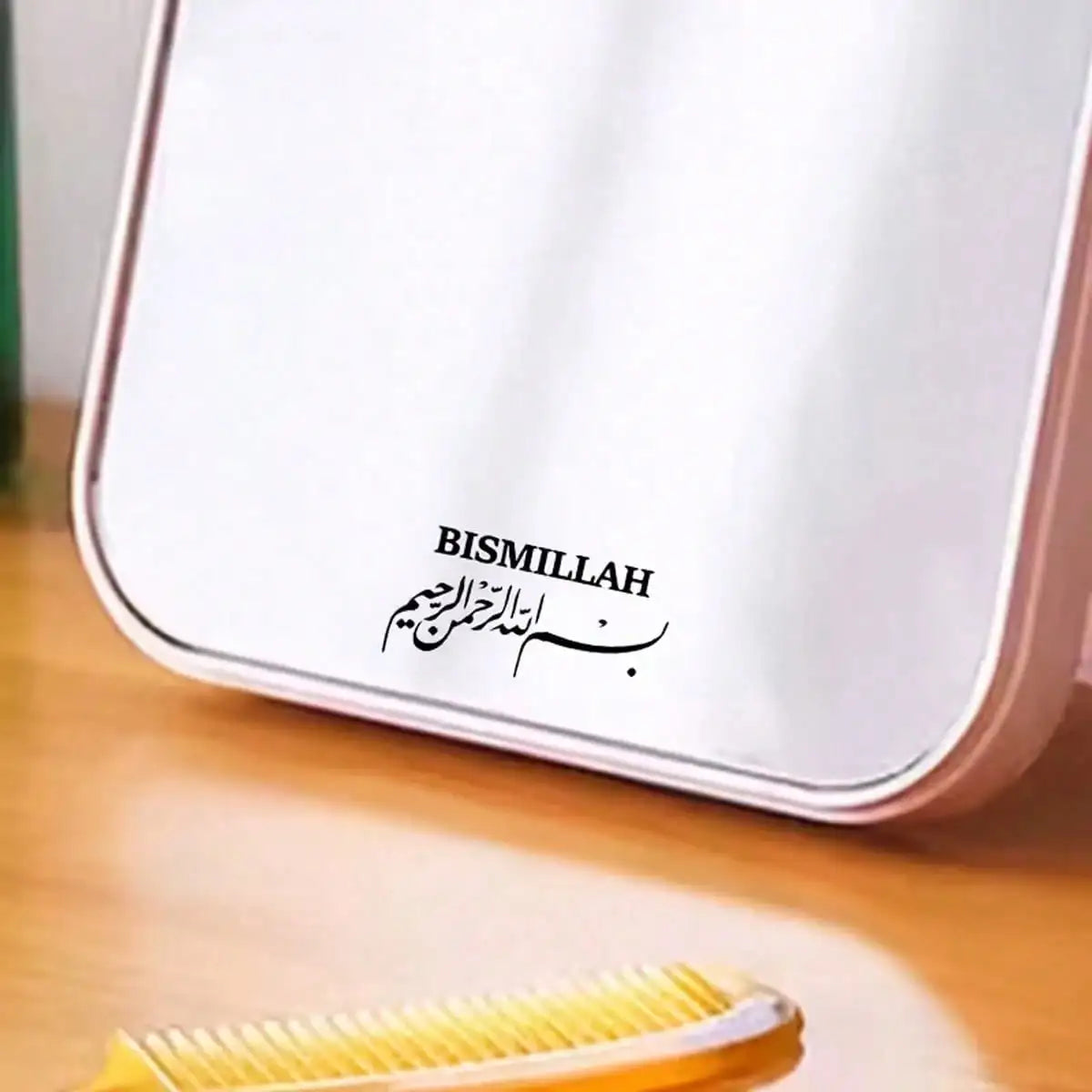 Islamic Calligraphy Car Sticker, Black "Bismillah" Text Design, Rearview Mirror Decor