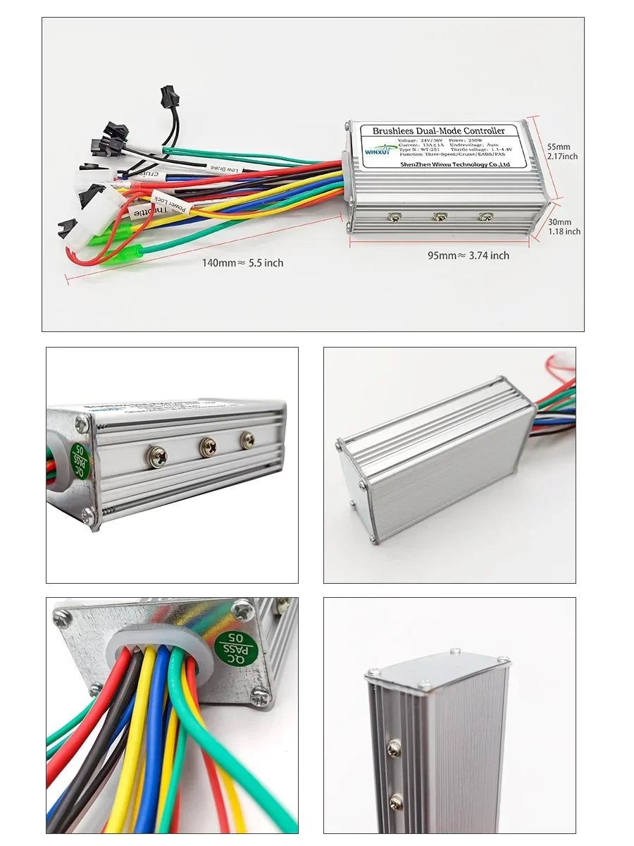 24V 36V 48V 250W 350W 500W E-bike Brushless Motor Drive Controller UART No.2 Communication Protocol for Electric Bicycle Scooter
