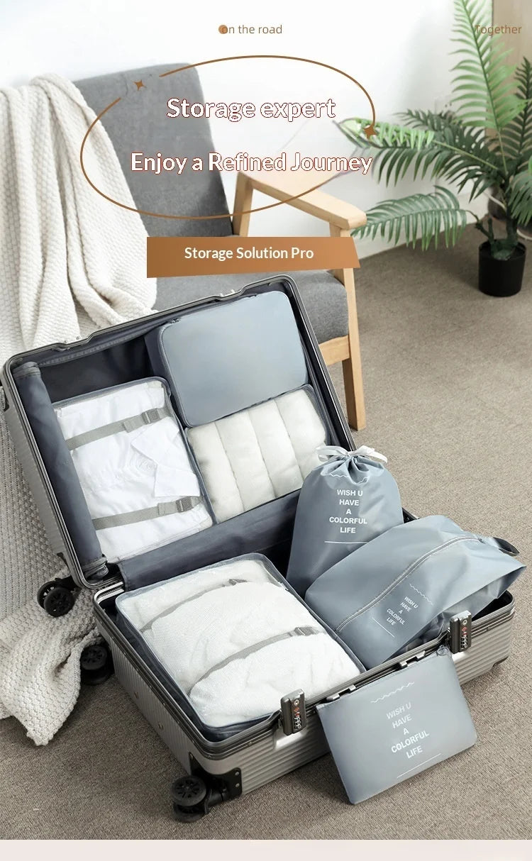 travel Packing Cubes Organizer, Lightweight Luggage Bags with Zipper for Suitcase Clothes Compression, Portable Storage Bag Set