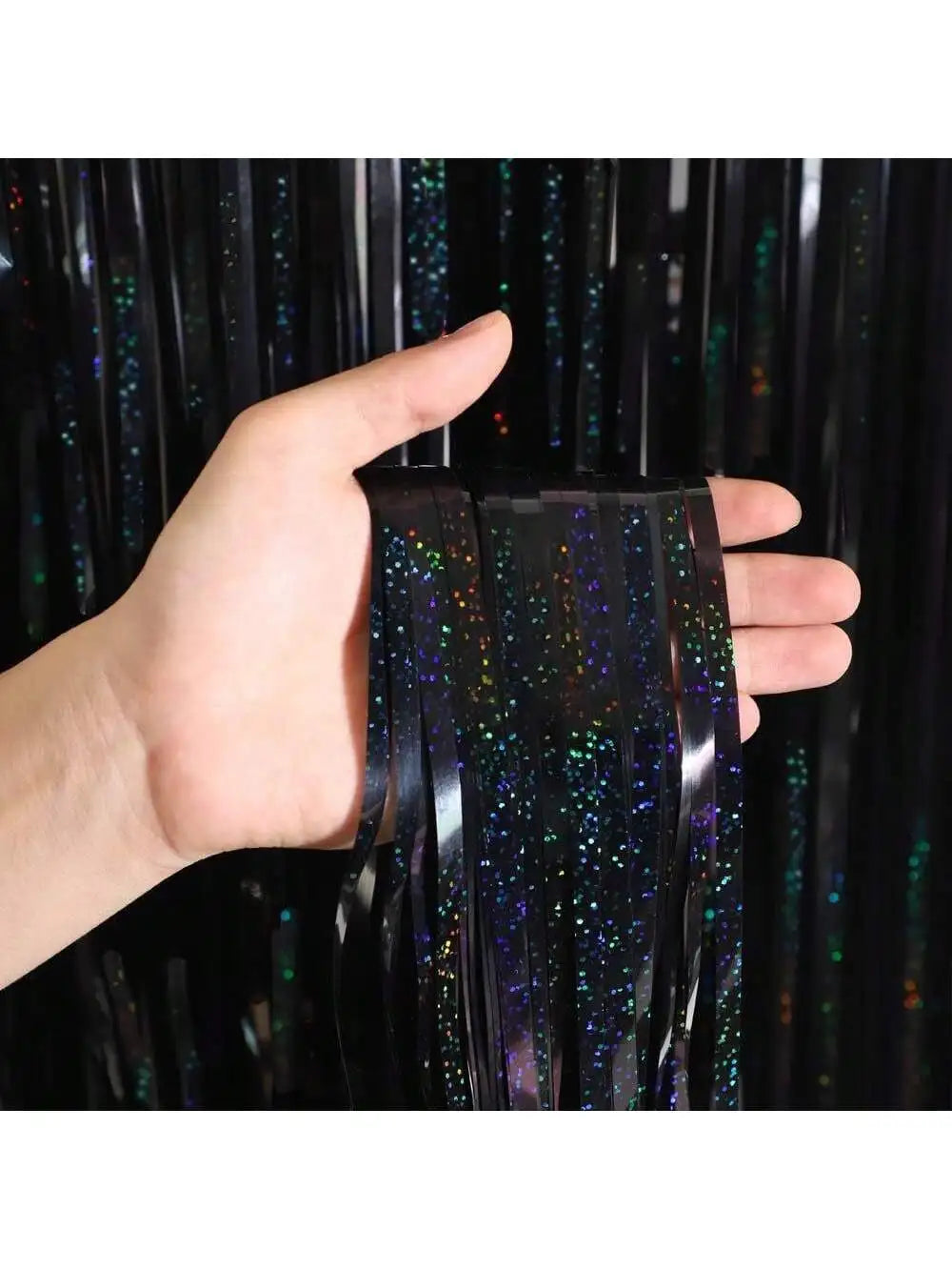 1*2M Laser Pink Party Backdrop Curtains Glitter Tinsel Fringe Foil Curtain Birthday Wedding Decoration Adult Anniversary Dec