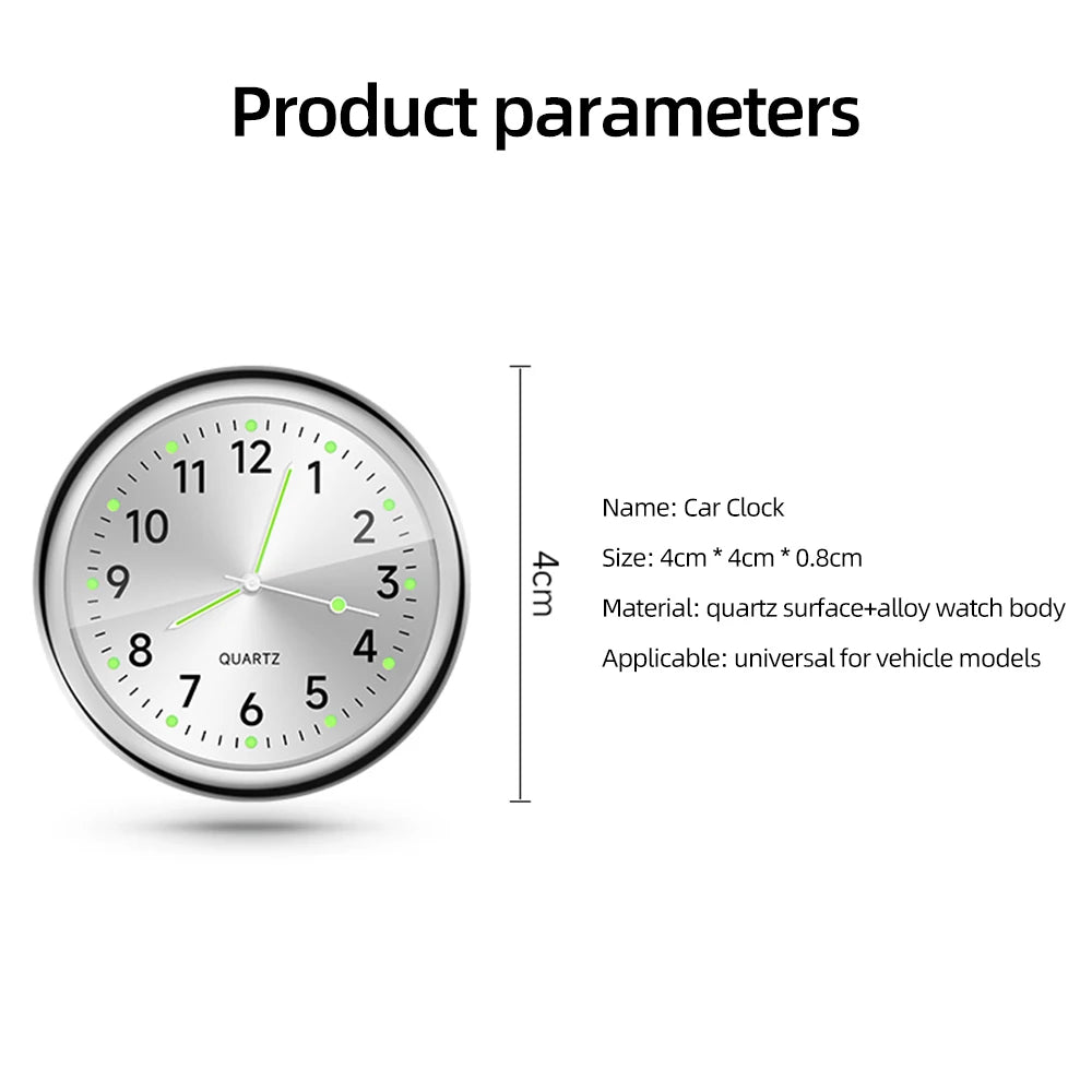 Mini-Autouhr, leuchtend, 5 Farben, Auto-Stick-On-Digitaluhr, Mechanik, Quarz, Motorraduhren, Auto-Ornament, Autozubehör