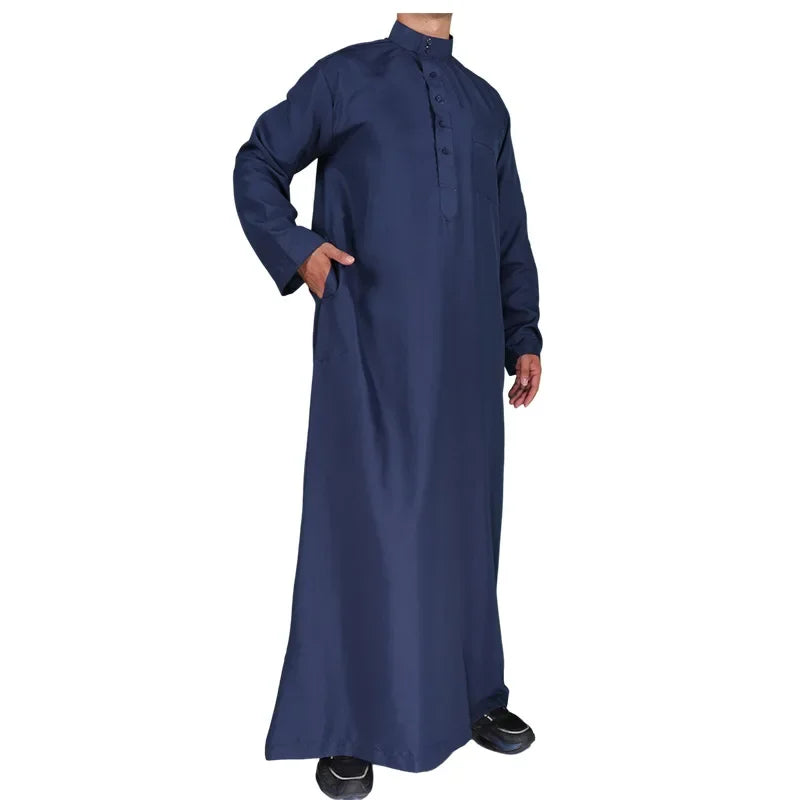 Islamische Kleidung Männer Solide Langarm Lose Muslimischen Männlichen Saudi-Arabien Pakistan Kurta Muslimischen Kostüme Muslimischen Kleid Kaftan Thobe
