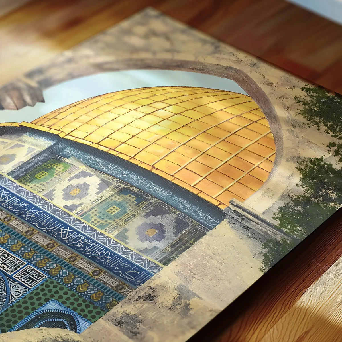 Wandkunst der Al Aqsa-Moschee, islamische Kunst für Wohnzimmer, goldenes Kuppelposter, Palästina-Kunstdrucke, Moschee-Druck, Heimdekoration, Geschenk