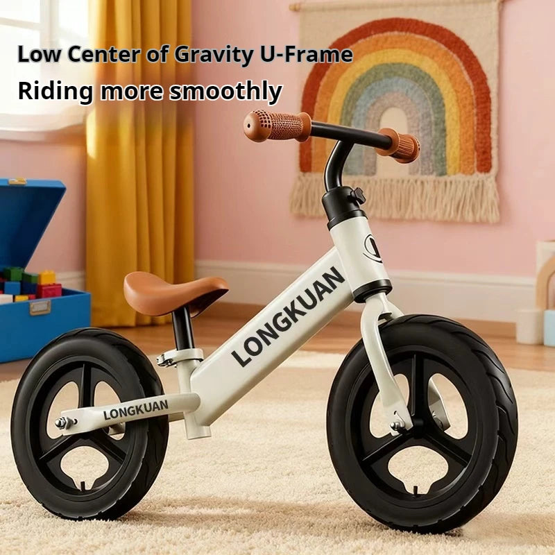 12 Inches Balance Bike High Carbon Steel Frame Adjustable Handlebar Adjustable Seat Two Wheeled Gliding Push Bike Outdoor Riding