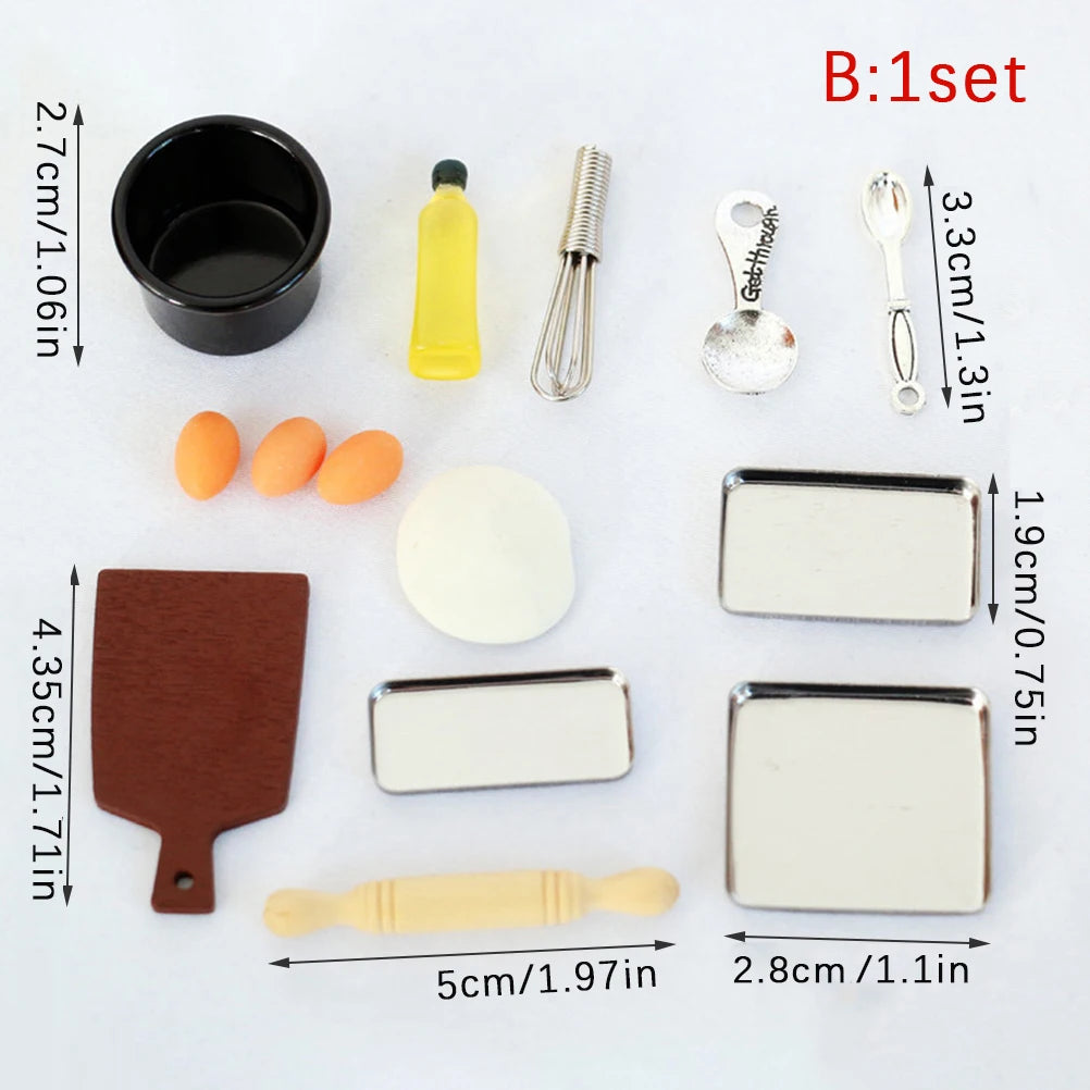 1set Dollhouse Miniature Kitchen Cooking Baking Model DIY Doll Furniture Accessories