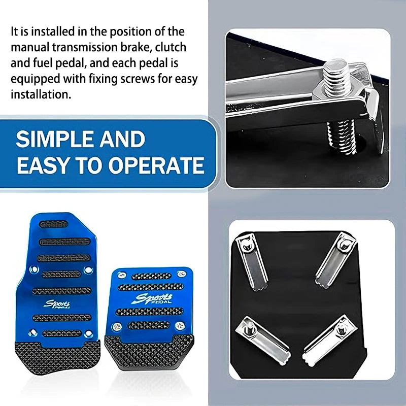 3-teiliges rutschfestes Auto-Pedal-Set, manuelle Bremse, Kupplungspedalabdeckungen, universelle Ersatzteile aus Aluminiumlegierung für Autos