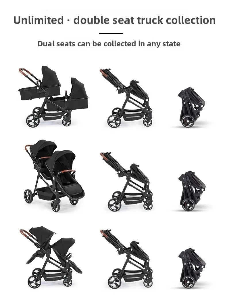 2026 Foldable Multifunctional Twin Stroller Convertible Lightweight Baby Bike EU Shipping