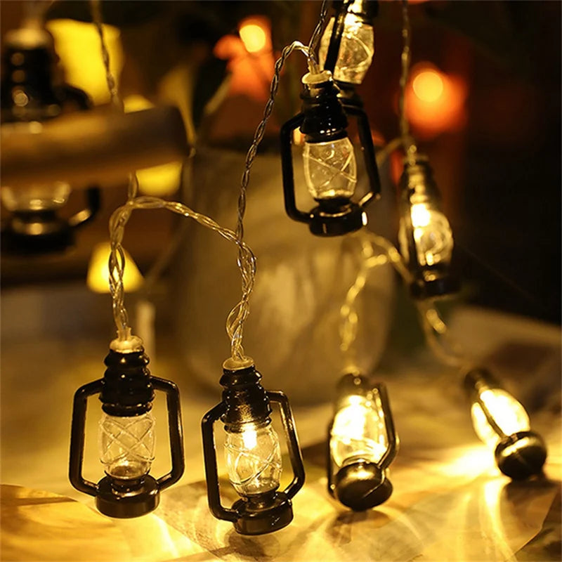 1Pack Battery Powered Lantern String Lights LED Kerosene Bottle RAMADAM String Light For Garden Wedding Holiday Party Decoration