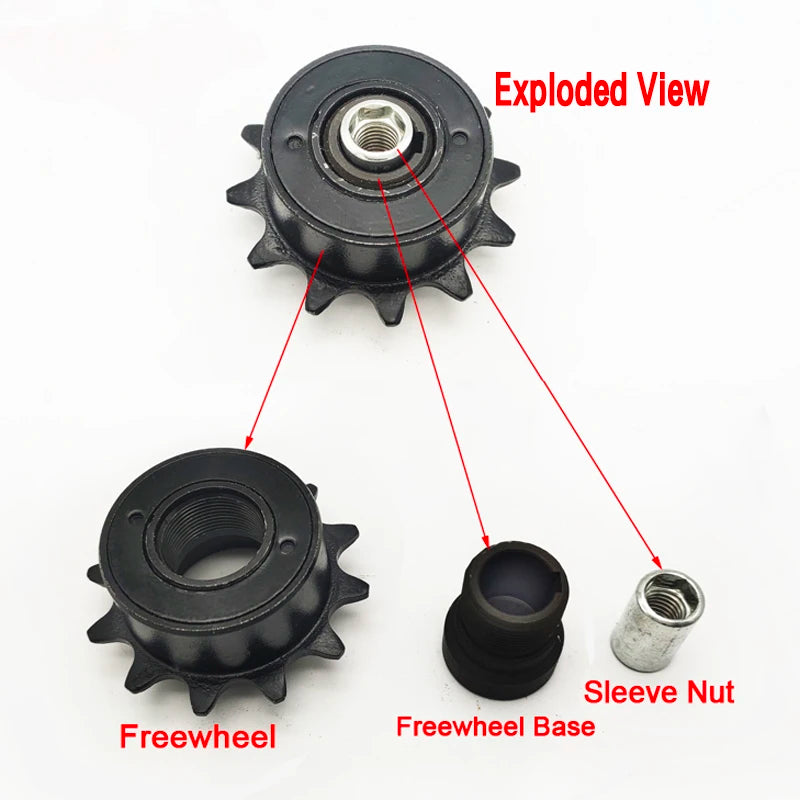 16T 18T 20T 22T Ebike Freewheel with Adaptor base for Unite Motor 1/2"x"1/8" Chain Fit #410 Bicycle Chain For Left Drive motor