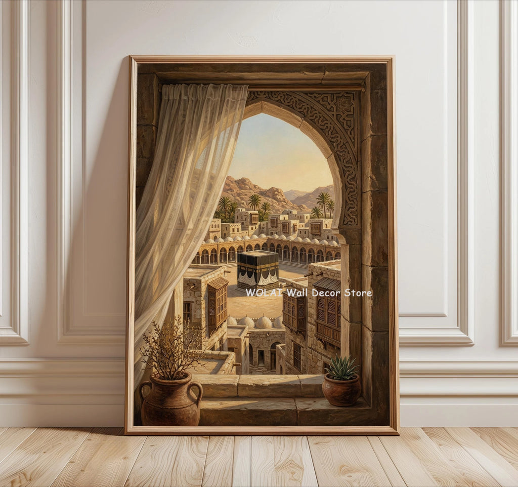 Islamic Medina Arch Canvas Prints Mosque Architecture Mediterranean Olive Tree Lemon Wall Art Posters for Modern Home Decor Gift