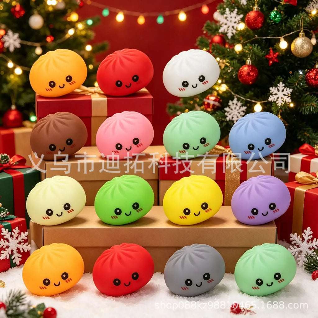 Sensory Fidget Prank Toy Colorful Mini Bun Dumpling Squishy Cute Stress Relief Squeeze Toy for Kids Adults Relieve Boredom