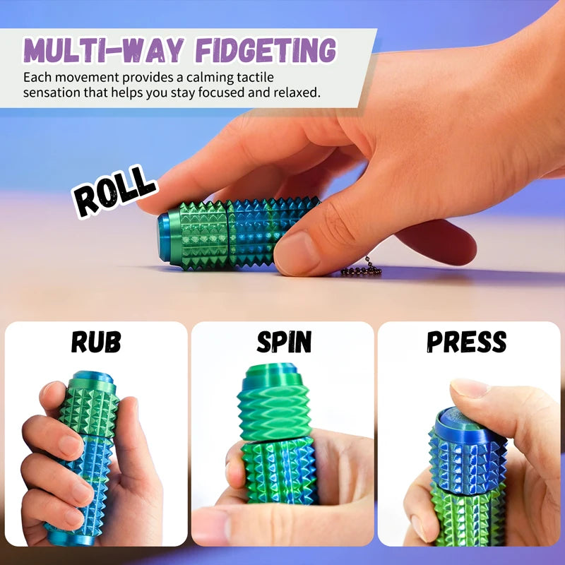 Spiky Gradient Rotating Fidget Stick Tactile Stress Relief Gadget Portable Pocket Adult Anti-Anxiety EDC Relax Holiday Gift