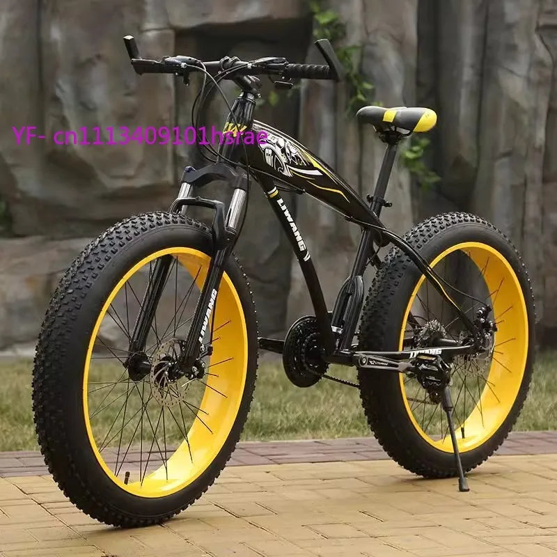 26" 24" Adult Mountain Bike, Large Tire Variable Speed Bicycle, Dual Disc Brake Shock Absorption MTB with Butterfly Handlebar