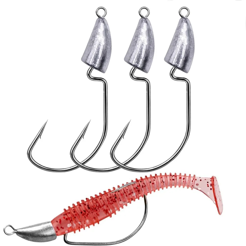 10PCS Metal Jig Head Worm Hook 3.5g 7g 10g 20g Weight Crank Fishhooks Gear Sinker Pesca for Lure Texas Rig Fishing Tackle Kit