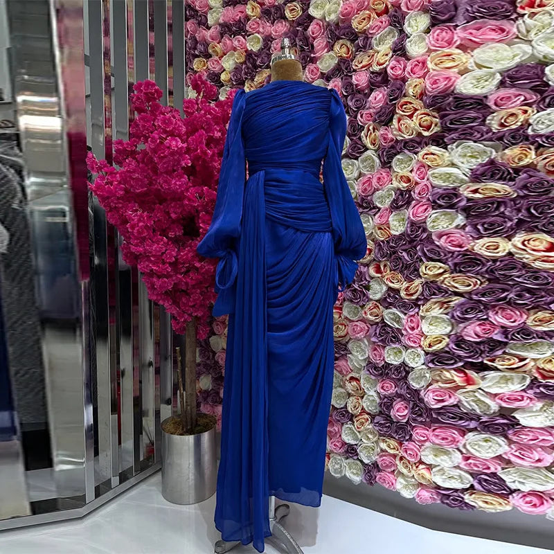 Islamic Clothing Modest Fashion Kaftan Luxury Organza Dress Women Shiny Modest Dress Elegant Ruffle Design Evening Gown