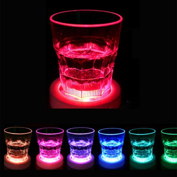100Pcs LED Tableware Mat Cup  Luminous Sticker Colorful Flashing Bottle Sticker Light-emitting Coaster Stall Bar Light