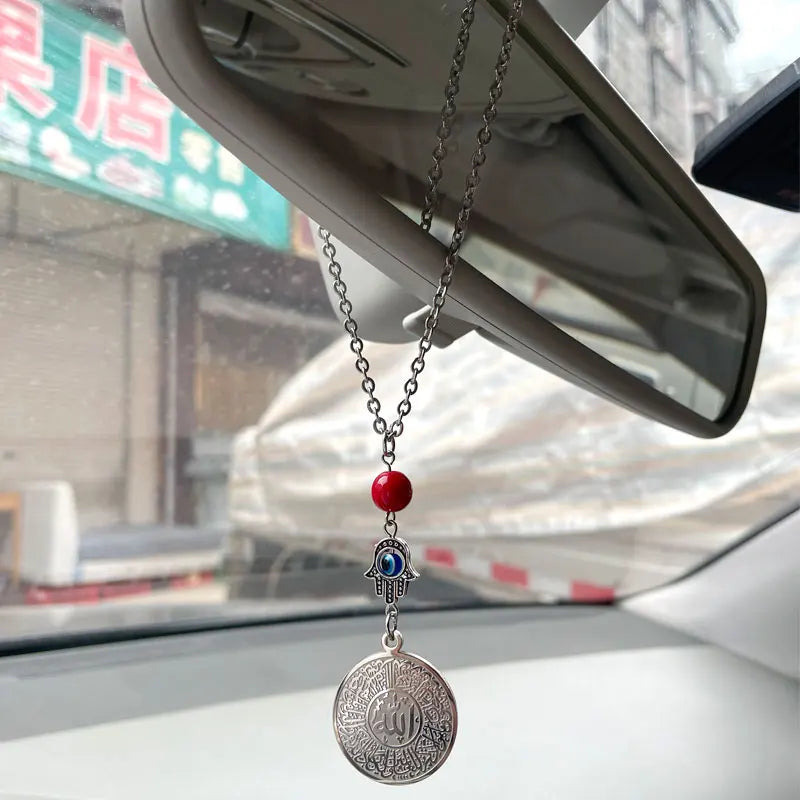 Islamic car mirror charm hand of fatima travel charm good luck charm muslim ALLAH stainless steel car pendant car hanging